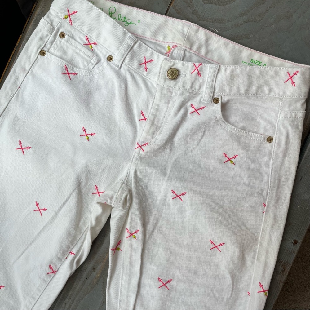 Lilly Pulitzer Aida white martini sword fight pants | size 4